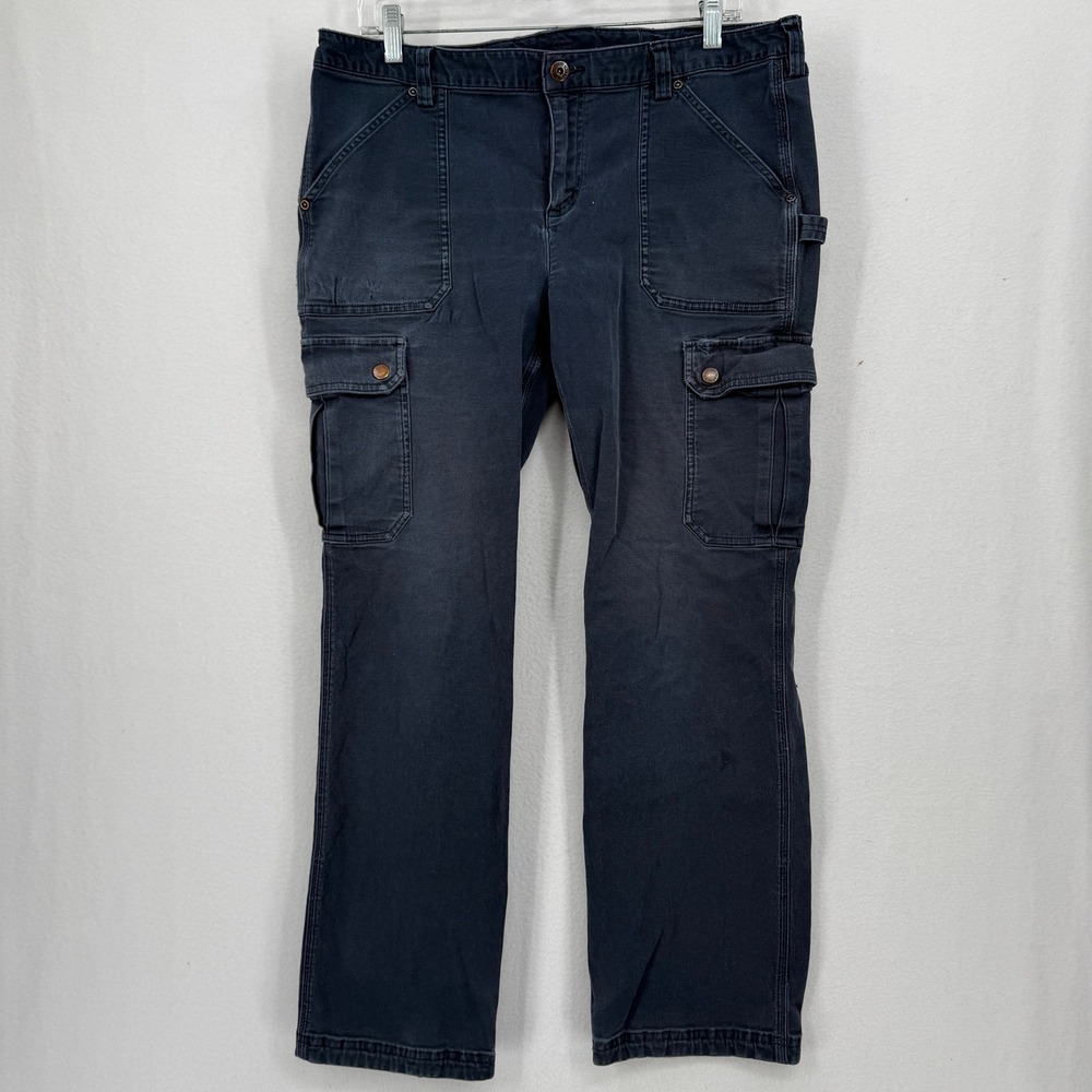 Duluth Trading‎ Co Fire Hose Cargo Pants Womens 14x31 Navy Blue Utility Workwear